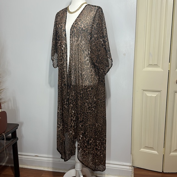 STEVE MADDEN LEOPARD LONG CARDIGAN BEACH COVER UP - Picture 4 of 6